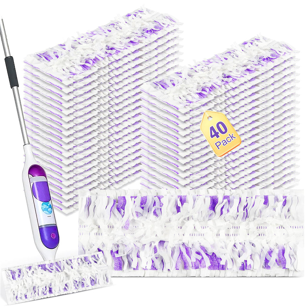 40 Pack Disposable Refill Pads for Power Mop™ Multi-Surface and for PowerMop™ Wood Mop, Repalcement Spray Mopping Pads for All Safe Floors