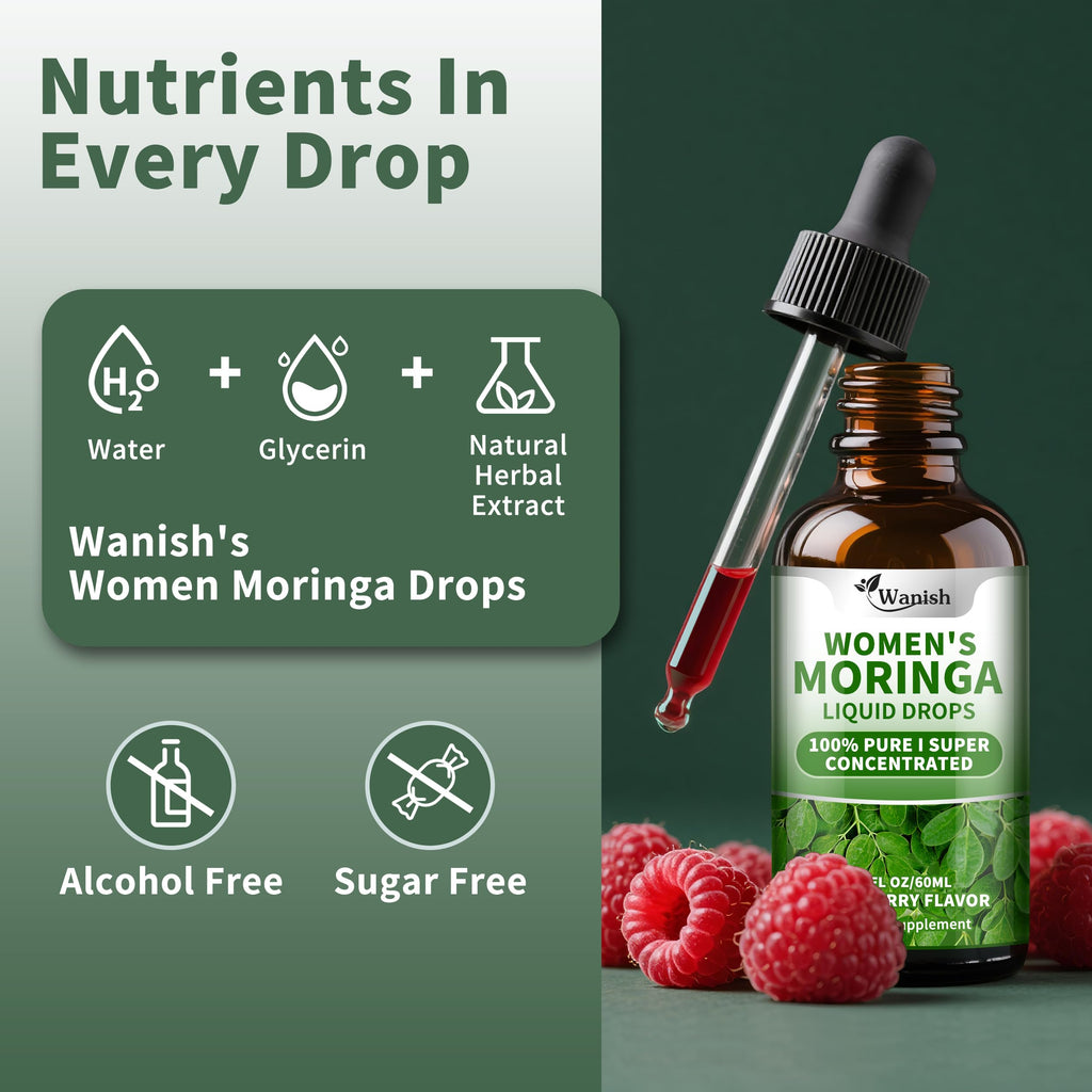 3 Pack（6 Fl Oz） Moringa Liquid Drops 800 mg for Women- with Moringa Oleifera Leaf Extract, Turmeric Root Extract, Olive Leaf, Black Pepper, Vitamin C & E，Antioxidant, Energy and Immunity Support.