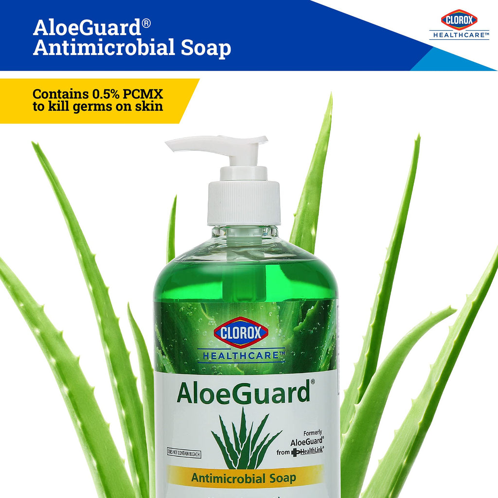 Clorox Healthcare AloeGuard Antimicrobial Liquid Hand Soap with Pump, Gentle and Moisturizing Hand Soap Bottle with Aloe Vera - Handwash for Healthcare & Everyday Use, 18 Fl Oz