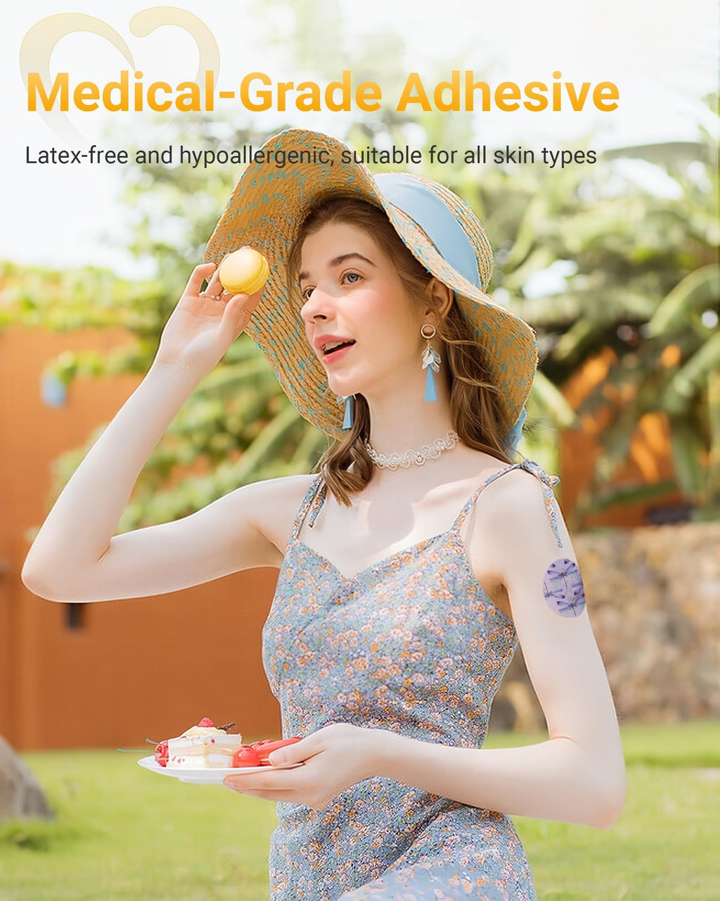 Amolyfe Libre 3 Sensor Covers Waterproof, 10 Pack Freestyle Libre 3 Plus Covers, Bump-Proof with Hard Cap, Waterproof Breathable CGM Adhesive Patches, 14-Day CGM Protection (Butterfly & Flamingo)