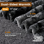 Bearhug Heated Blanket Full Size 77"x 84", Marble Black Electric Blanket, Reversible Faux Fur & Sherpa, 10 Heating Levels & 1-12H Auto Off, Over-Heat Protect, ETL, Washable Heated Blanket