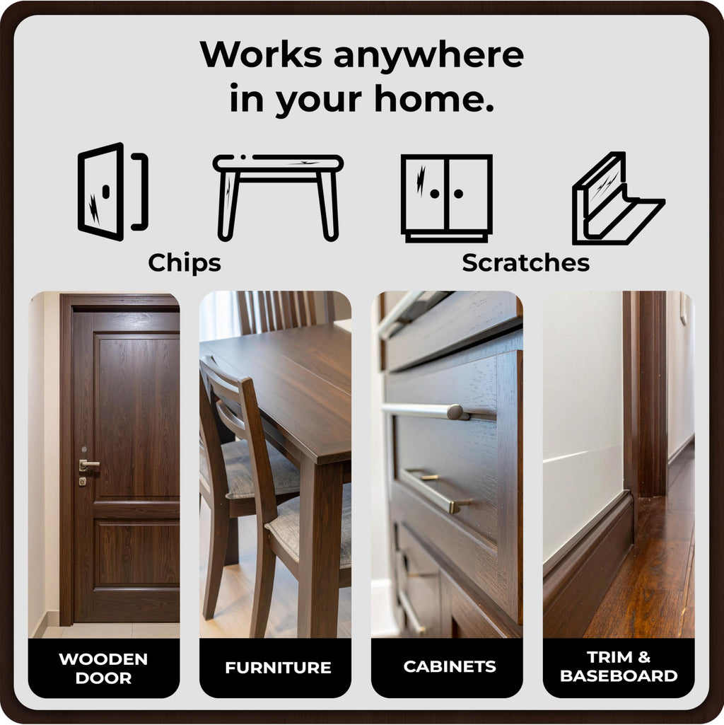 Dark Brown Wood Stain Repair Kit, Brush-On Touch-Up Stain Bottles, Provincial, Dark Walnut, Ebony, Red Mahogany, Interior and Exterior Wood, 4 fl oz Total by spot.