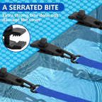 codree 36 Pcs Pool Solar Cover Reel Attachment Kit, Inground Swimming Pool Solar Cover Straps and Clips, Solar Blanket Strap Kit Including 12 Straps with Hooks, 12 Clips and 12 Touch Fastener (Blue)