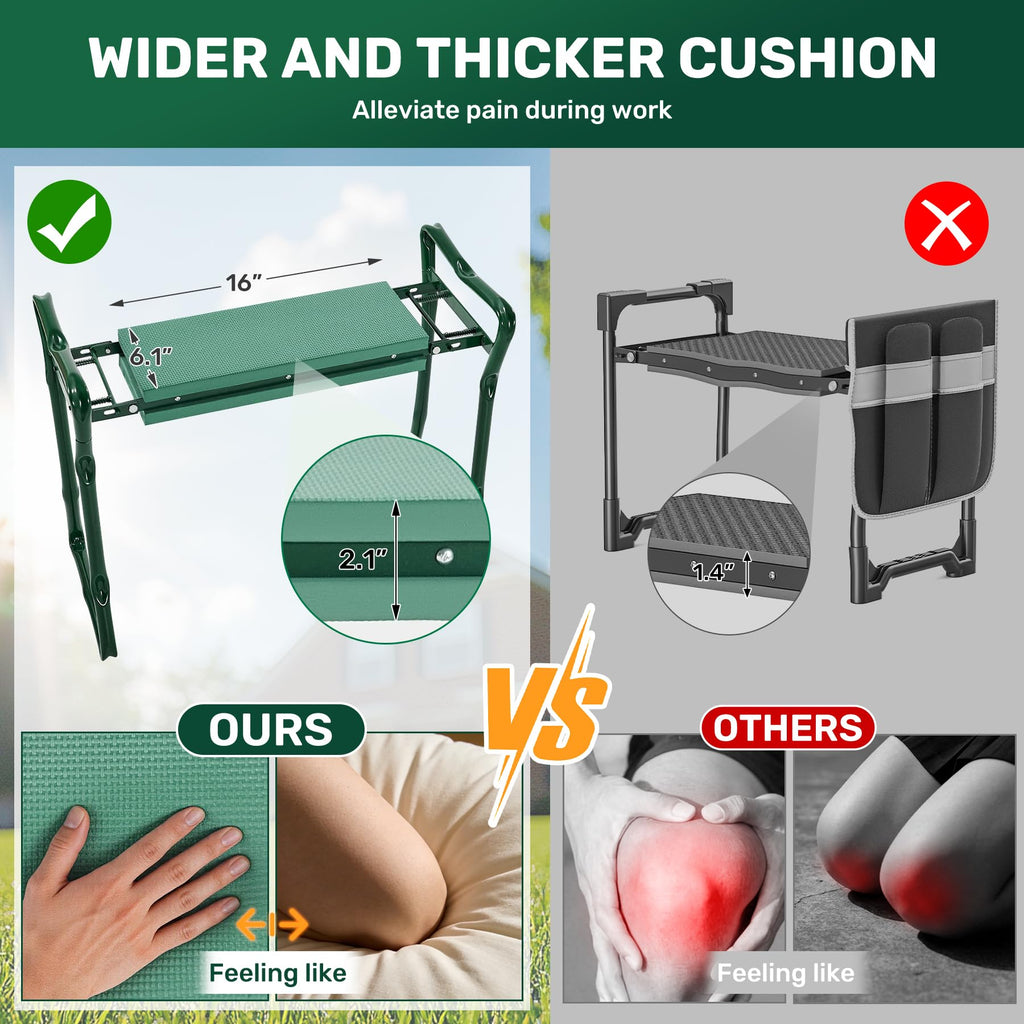 Zelurelle Garden Kneeler and Seat with 2 Tool Pouches for Gardening Work