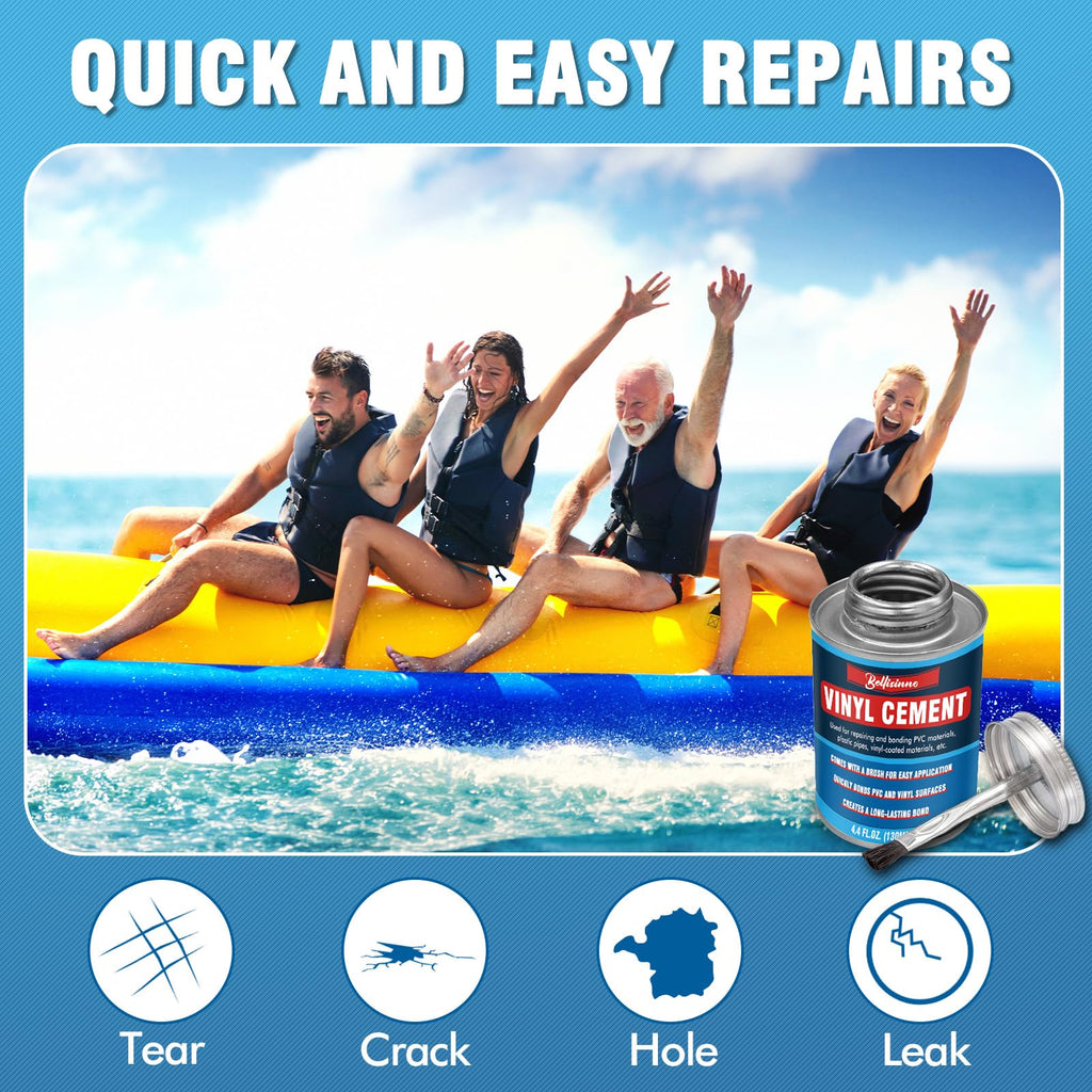 Vinyl Cement, Vinyl Glue for Inflatables, Waterproof Adhesive, High Strength PVC Cement for a Variety of Pool Liners, Tarps, Hot Tubs, Air Mattresses (4.4 oz.)