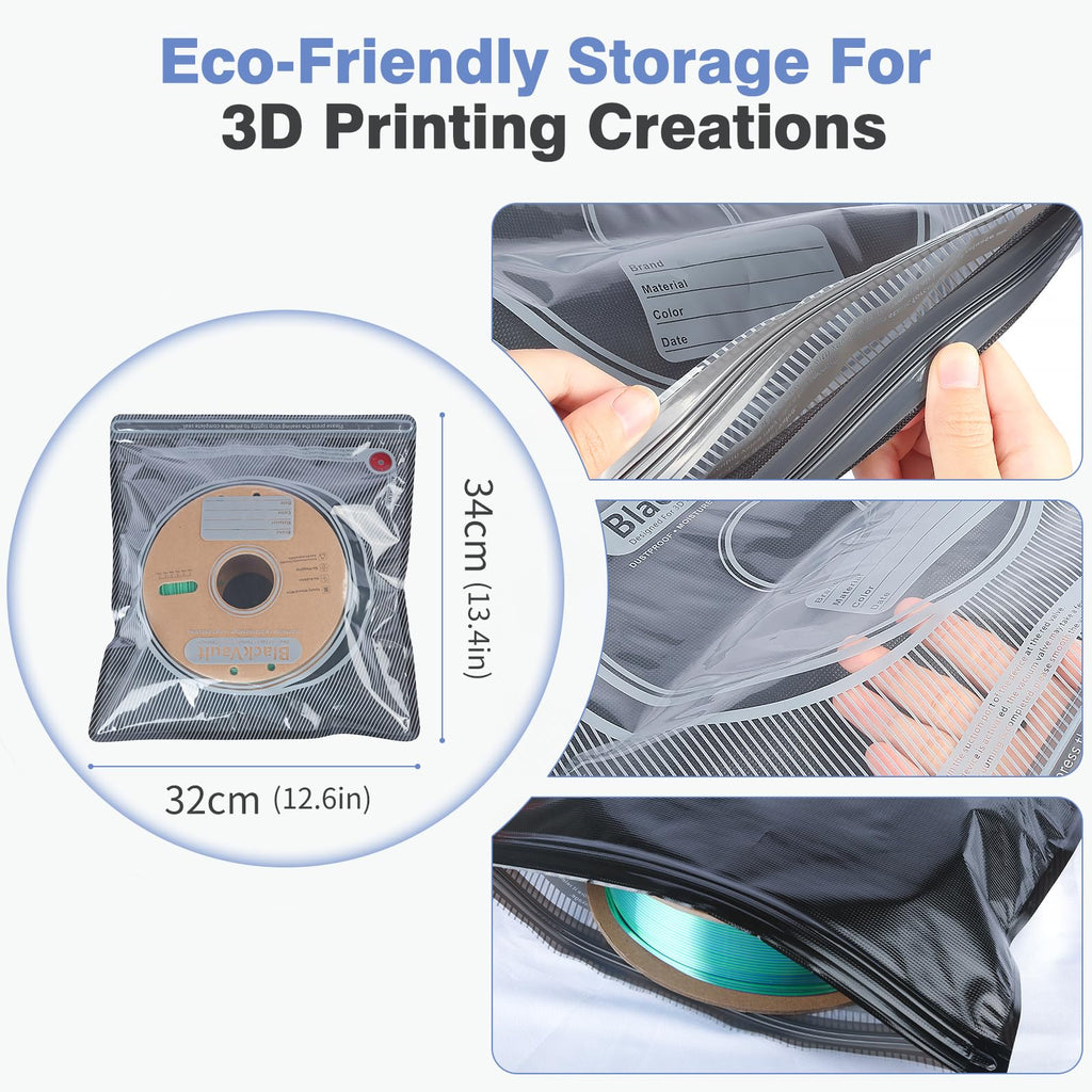 Vacbird 30pcs Filament Storage Bags Light-Proof Vacuum Storage Kit with USB Pump, 3D Printer Filament Vacuum Sealed Bags for Keeping Dry, Plus Size 32X34cm