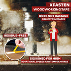 XFasten Double Sided Woodworking Tape 2 Inch x 90 Feet, Heavy Duty Residue-Free Double Sided Masking Tape for Router Templates, High Speed CNC Router, MDF Edge Banding, and Zero Clearance and Gap Cuts