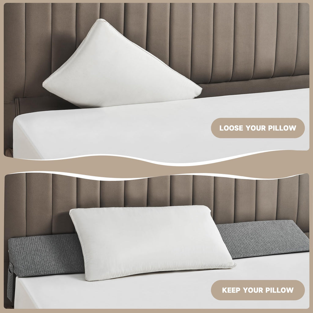 IFNOW Queen Size(60"x7.5"x10") Bed Wedge Pillow for Headboard, Mattress Gap Filler(0-8"), Bed Wedge for Gap Between Your Headboard and Mattress Dark Grey