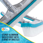 U.S. Pool Supply Pool Brush Head for Inground Pools - 18" Swimming Pool Brush with Pole Handle, Bristle Scrub Brushes, Above Ground Cleaning Equipment Scrubber Cleaner Leaves Debris Floors Walls Steps