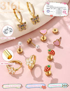 Hypoallergenic Earrings for Girls,Surgical Steel Flat Back Earrings Gold