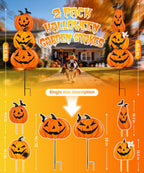 Beterzack 2 Pack Halloween Garden Stakes - Stacked Metal Pumpkins Jack-o-Lantern Lawn Decor, Scary Metal Yard Signs Stake Outdoor Decorative Pumpkin Home Lawn Pathway Decor