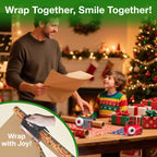 Wraprocut (2-Pack) Wrapping Paper Cutter & Tape Dispenser Dual Use with 4 Tapes，2 Replace Blades Kit for Christmas Gift Wrap Cutter Tool Paper Roll Holder Tube Sliding Slicing for Birthday Holiday.