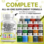 Clean Nutraceuticals Citrus Bergamot Red Yeast Rice Capsules with Plant Sterols - with Hawthorn Extract Olive Leaf Niacin Vitamin K3 D3 COQ10 Guggul & More