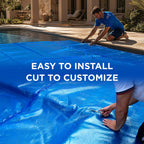 15' x 30' Rectangle Solar Cover for Inground and Above Ground Pools, 12 Mil - Premium Heavy Duty Solar Blanket for Above Ground Pool, Blue - Made in USA