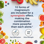 Vitalitown 10 in 1 Magnesium Complex Supplement - 400mg Elemental Magnesium Chelated with Glycinate, Citrate, Malate, Taurate & More - for Sleep Heart Energy, Non-GMO, Vegan, 240 Caps