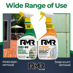 RMR Instant Mold & Mildew Stain Remover Spray + Xtreme Soap Scum Remover, No-Scrub Indoor/Outdoor Cleaning System for Bathroom, Shower, Siding, & Deck, 2–32 Oz Bottles