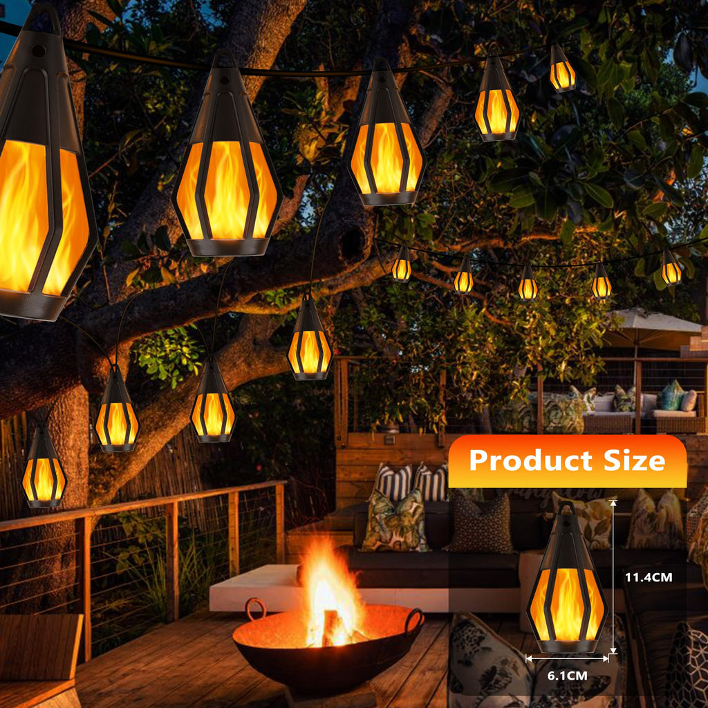 Solar String Lights for Outside, 33Ft Solar Patio Light with 15 Flickering