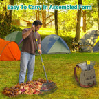Serqd Adjustable Garden Rake for Leaves 36-73" Long Handle, 18" Wide, Heavy Duty with 25 Metal Tines ，Includes 32Gallon Leaf Bags，Designed for Lawns, Grass, Shrubs ，Flower Beds