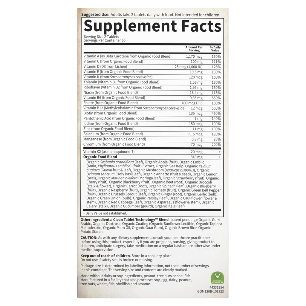 Garden of Life Organics Whole Food Multivitamin for Men,120 Tablets,Vegan Mens Vitamins and Minerals for Health and Well-Being,Certified Organic Vegan Multi,(Pack of 2)