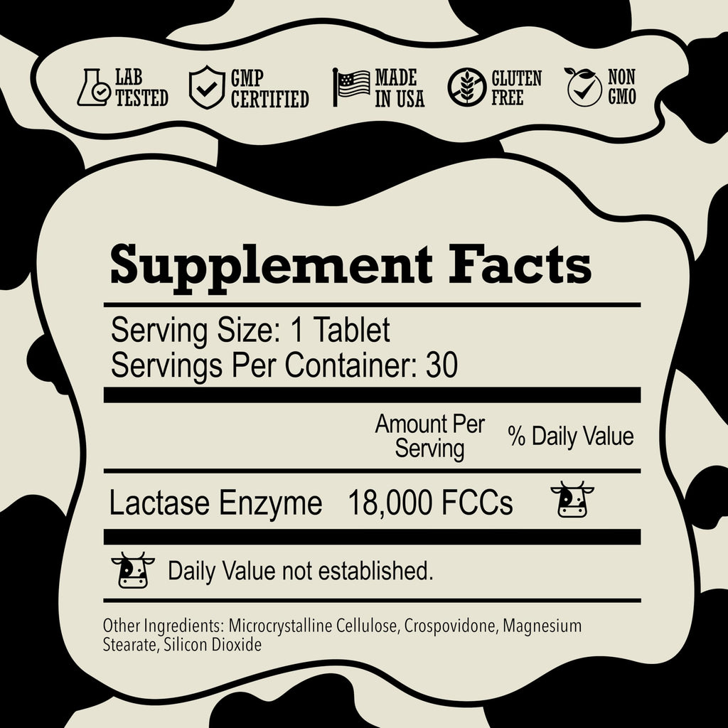 DairyPill Lactase Enzyme 18,000 FCCs per Pill, 30 Count, Solution for Lactose Intolerance, Portable, Easy to Swallow, Preservative and Gluten Free, American Made, Non GMO