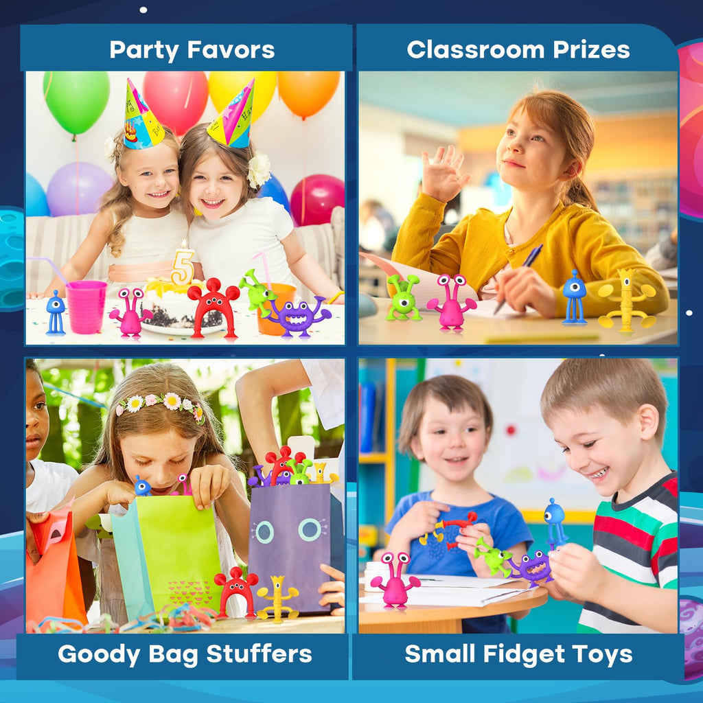 Suction Toy Toddler Bath Toys: No Hole Bath Toy for Boys Girls Gifts - 18PCS Sensory Fidget Toys for Kids - Baby Window Building Toy Gooide Bag Stuffers - Travel Toys Road Trip Essential