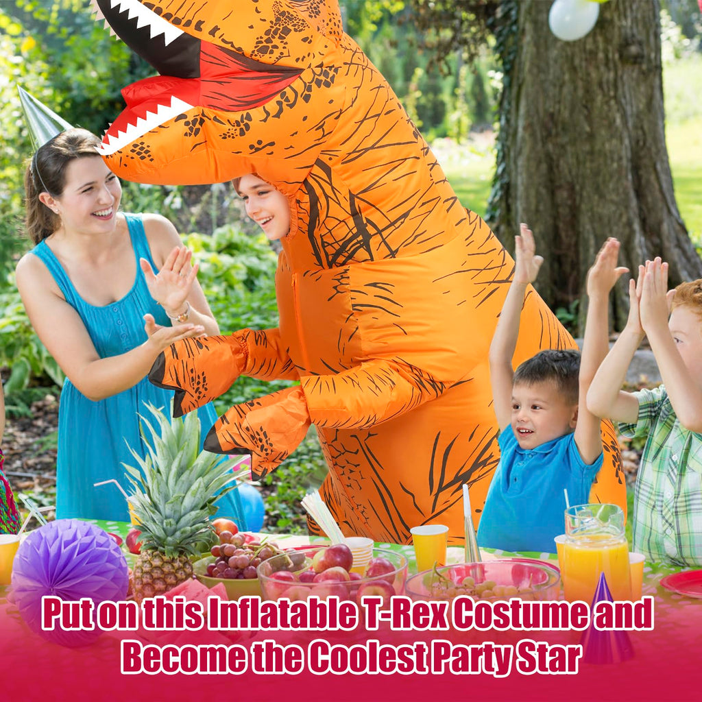 viwzon Inflatable T-Rex Costume, Kids Dinosaur Blow Up Suit for Halloween Cosplay Themed Parties, Dino Costume