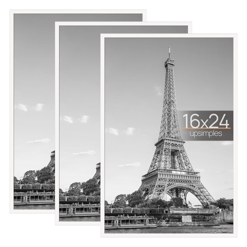upsimples 16x24 Poster Frame, Easy Slide-In Assembly, White, 3 Pack