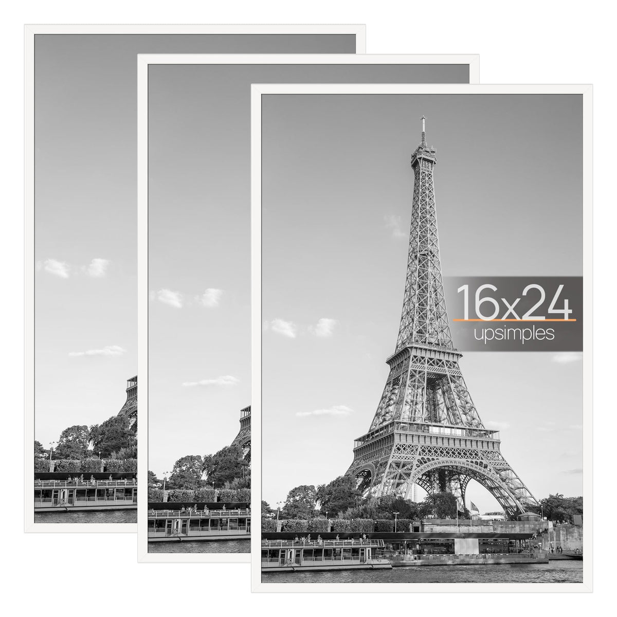 upsimples 16x24 Poster Frame, Easy Slide-In Assembly, White, 3 Pack