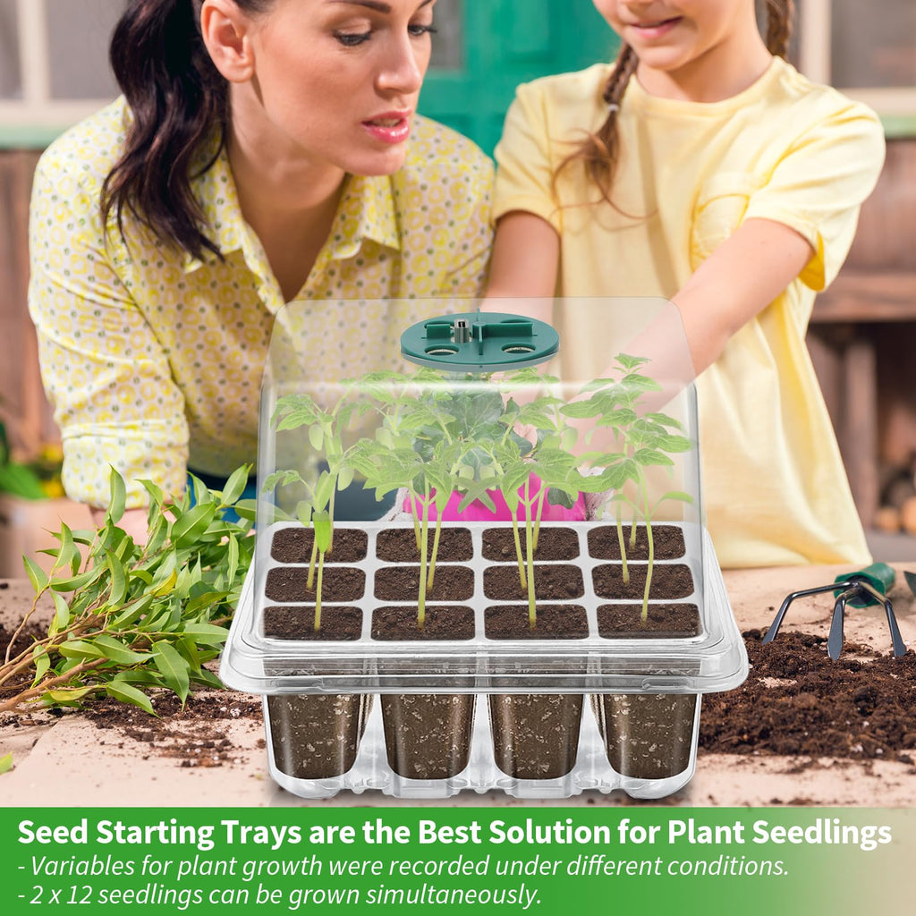 Seed Starter Trays with Grow Light Kit, 2 Pack Plant Greenhouse Propagator