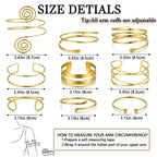 17KM 9PCS Gold Arm Cuff Bracelets for Women, Boho Statement Gold Upper Arm Bangle Band Armlet, Open Adjustable Cuff Bracelet set Stackable Jewelry