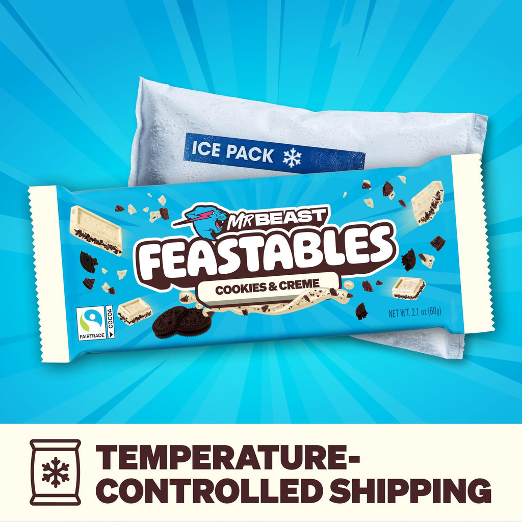 MrBeast Feastables Cookies & Creme Chocolate Bar, King Size, 10 Count