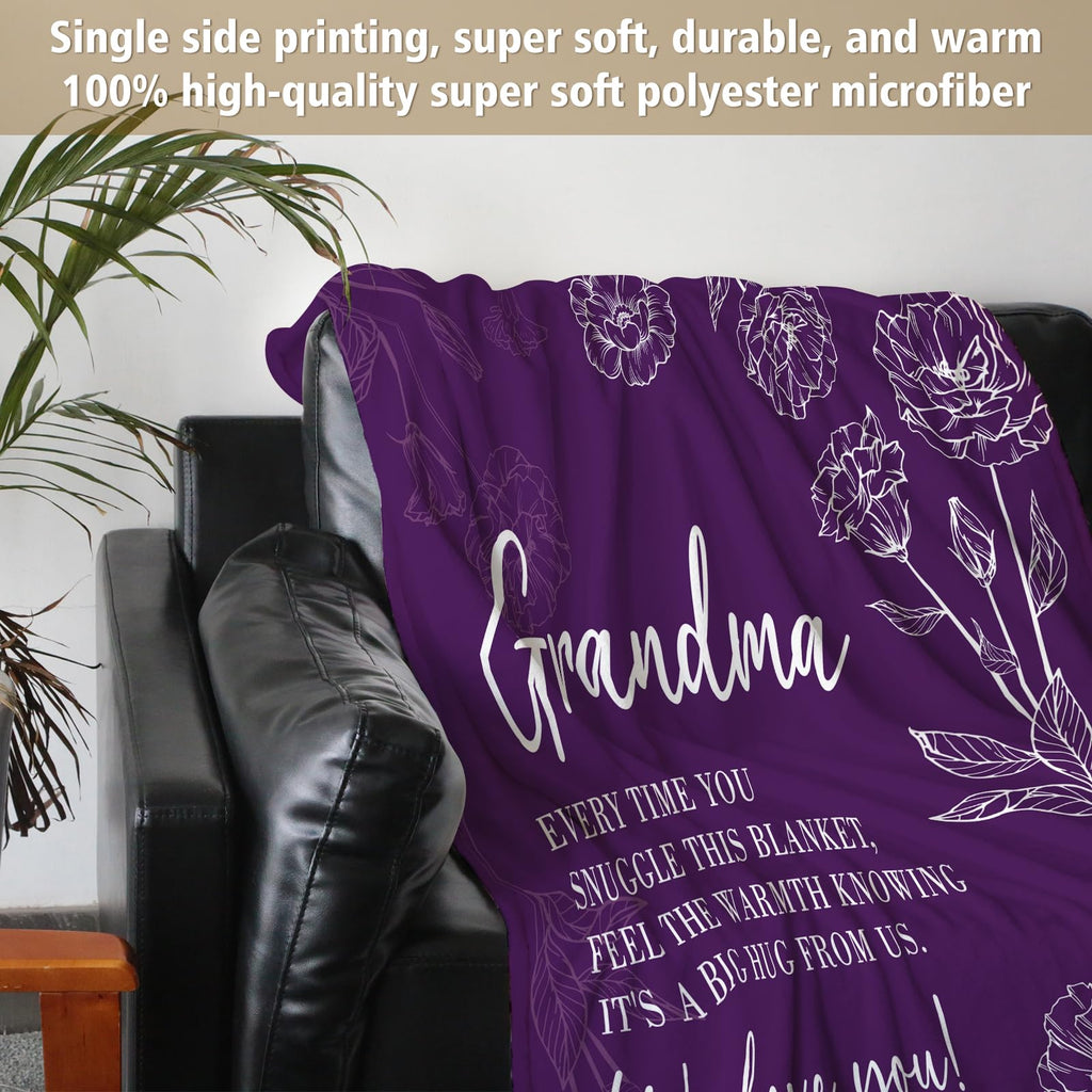 GiltGlimmer Grandma Gifts, Grandma Floral Blanket 50" x 60", Purple