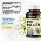 BIO KRAUTER Pine Pollen Extract Capsules for Men's Support, 1000 mg