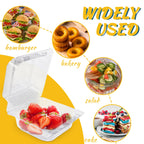 Qyyiguf 200 PCS Clear Plastic Square Hinged Containers,Disposable To Go Containers with Lids,Clamshell Food Containers for Sandwiches,Dessert,Cakes,Cookies,Salads,Pasta(5.3x4.7x2.8 In), 41wsdSDF