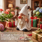 EXYGLO Solar Gnome Garden Statue Decor, 5.7" Middle Finger Gnome with Flickering Cigar Outdoor Funny Decoration for Lawn, Patio, Yard, and Unique Housewarming, Individual Birthday Ornament Gift