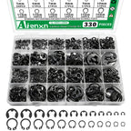 Aienxn 330PCS Snap Rings Kit, E Clips Kit (2-12MM) and C Clips Kit (5-16MM)
