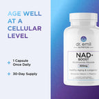 DR. EMIL NUTRITION NAD+ Boost - Nicotinamide Riboside Supplement - Supports Cellular Energy, Longevity & Healthy Aging - Non-GMO - with Berberine, L-Theanine & Niacin - 30-Day Supply