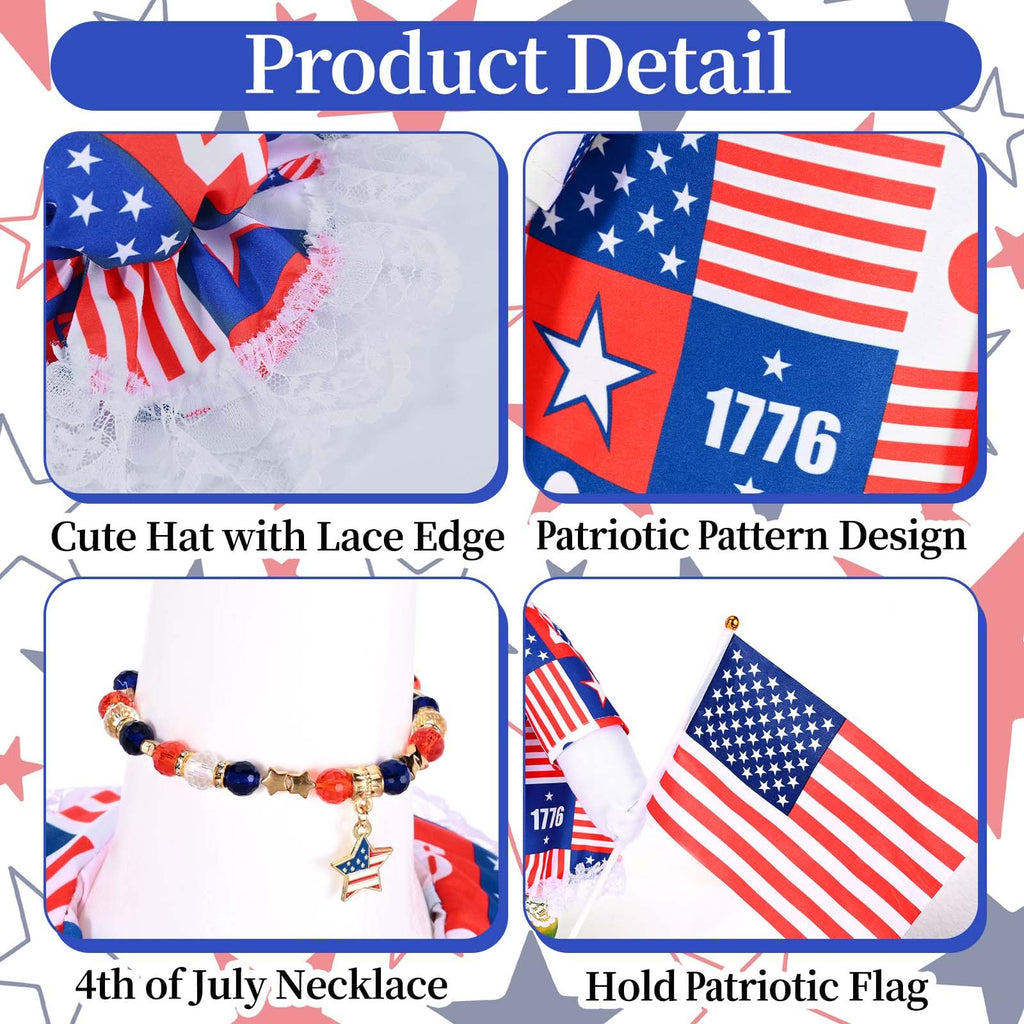 JcHrmers 4th of July Porch Goose Outfits Memorial Day Goose Outfit Fits 23" Plastic Cement Goose Statue Patriotic Goose Costume for USA 250th Anniversary Outdoor Garden Patio Yard Lawn Decor