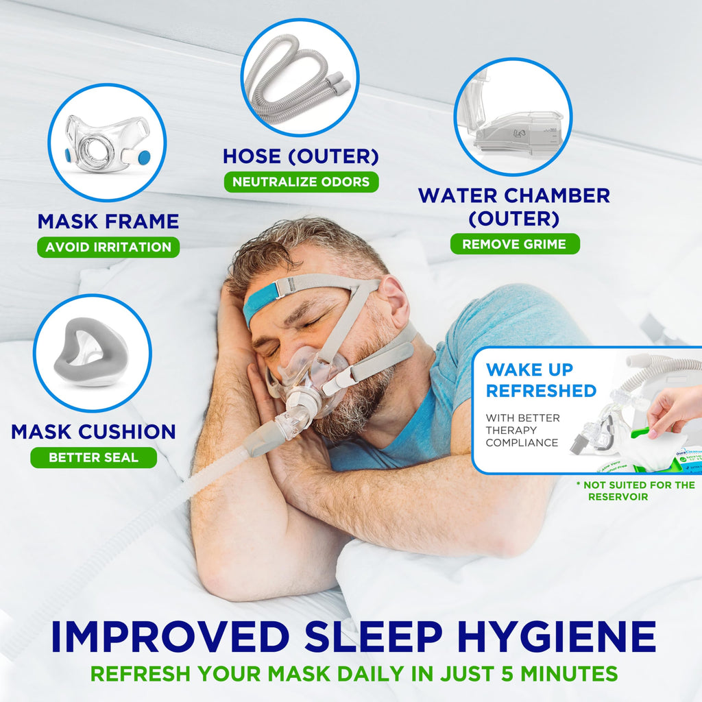CPAP Mask Wipes - 150 Count Jumbo Pack + 6 Travel Sheets - Dura Cleanse Extra Large, Extra Moist Cleaning Wipes for Full Face, Nasal Masks Unscented Cleaner for CPAP Machine, Supplies and Accessories
