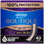 Always Discreet Boutique Incontinence Pads, for Bladder Leaks, Extra Heavy Absorbency, Long Length, 40 Count (2 Packs of 20)