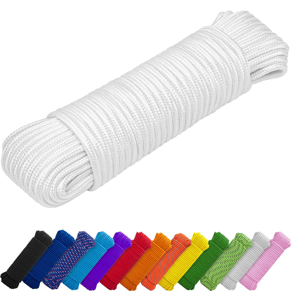 TECEUM Rope – 150 Feet x 1/4 Inch (7mm) – White – Strong All-Purpose Cord