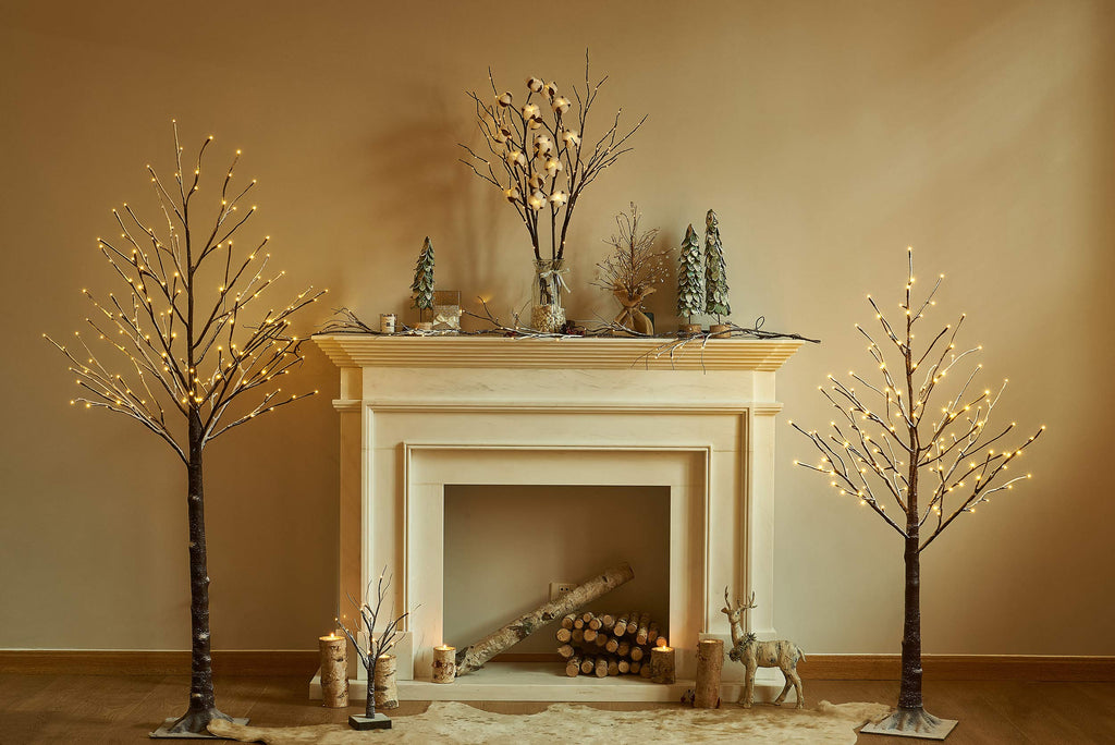 Hairui Lighted Brown Branches Battery Operated with Timer 32IN 100 LED Fairy Lights, Willow Branch Lights for Home Bedroom Fireplace Christmas Holiday Decoration Indoor Outdoor Use (Vase Excluded)