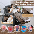 HOMBYS 5-in-1 Recliner Seat Cushion for Elderly+Lumbar Support Pillow + Leg Pad, with Adjustable Half Moon Neck Pillow & Footrest, High Density Foam Filling with Velvet Fabric, Thick & Non-Slip