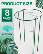 8 Pack 24 In Plant Support Stakes, Peony Cages And Supports with 15 Lables