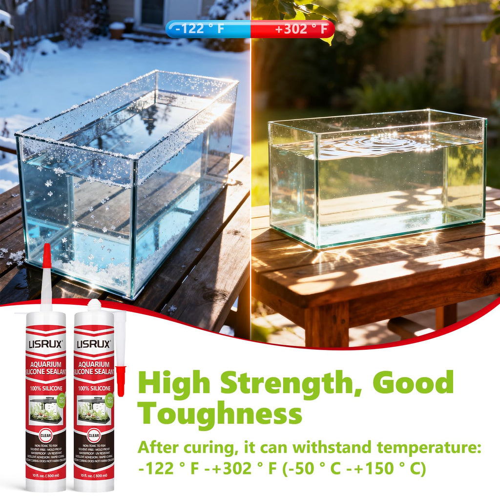 4 Pack Aquarium Silicone Clear Sealant, High Elasticity, Safe for Fish,Fast Curing Waterproof Aquarium Safe Silicone,10 Fl Oz Non-Toxic Fish Tank Safe Sealant,Strong Adhesion