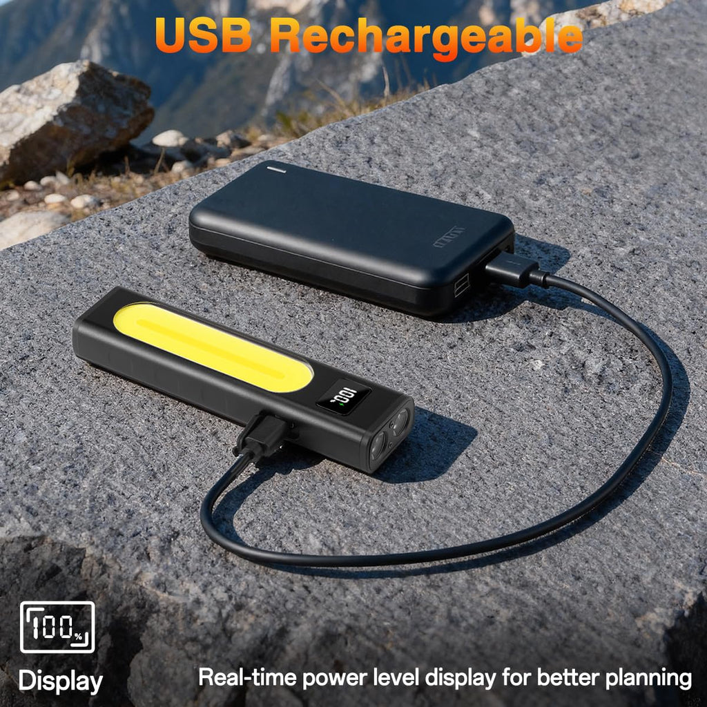 Rechargeable Flashlights High Lumens 1800, Flat EDC Flashlight with Magnetic, 11Mode Pocket Flashlight Super Bright, Powerful LED Flashlights, Tactical Flash lights for Home, Camping, Emergency, Work