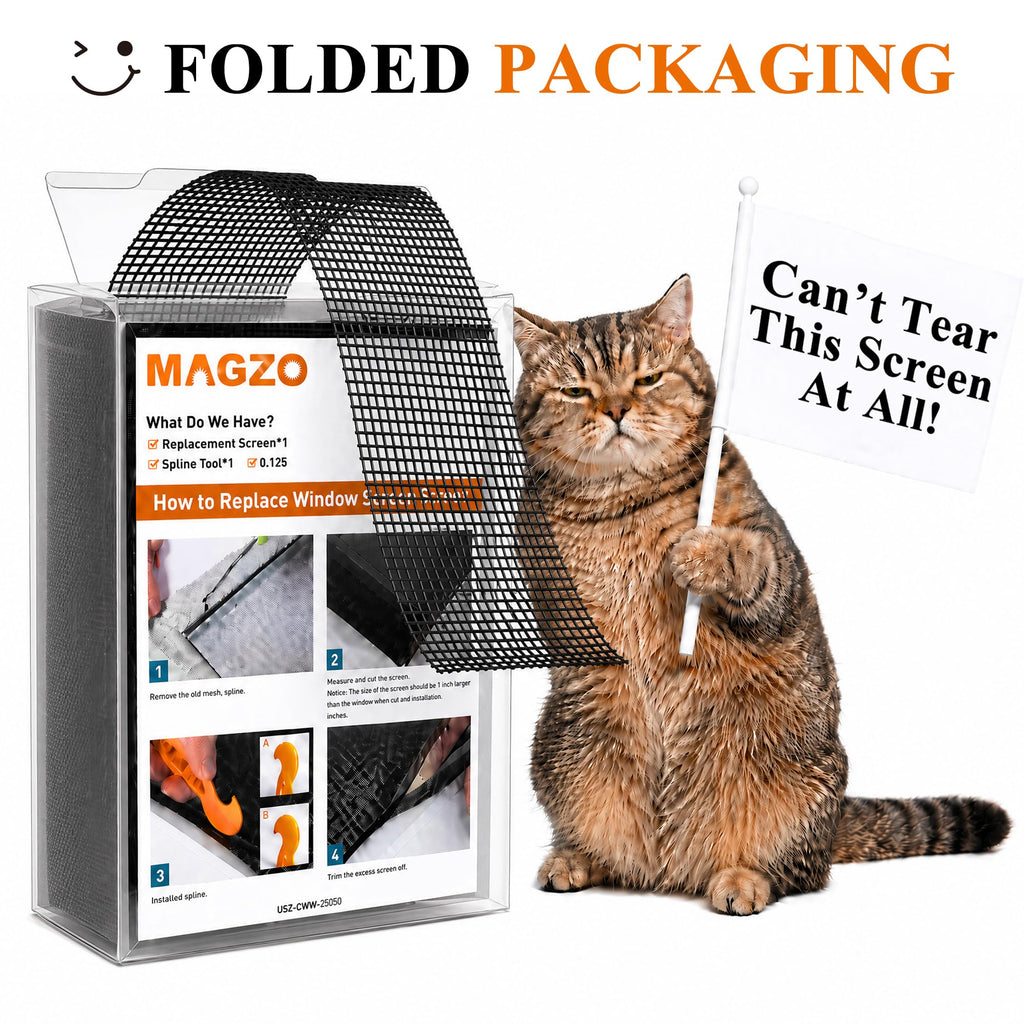 MAGZO Pet Proof Window&Door Screen Replacement Mesh, 48" W x 99" L, Best Vinyl Coated Polyester Dog Cat Resistant Heavy Duty, Net Netting Curtain Wire Roll Repair Kit for Patio/Porch/Sliding, Black