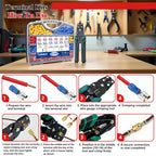 Tnisesm 1100PCS Wire Connector Kit with Crimping Tool, Copper Insulated Electrical Wire Terminals - Ring, Butt, Spade, Fork, Assorted Crimp Connectors in Reusable Carrying Case