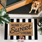 OLANLY Fall Door Mat, Black and White Striped Halloween Rug, 2'4" x 3'7"