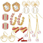Quelay 8 Pairs Sports Earrings for Women Ball Games,Baseball Earrings